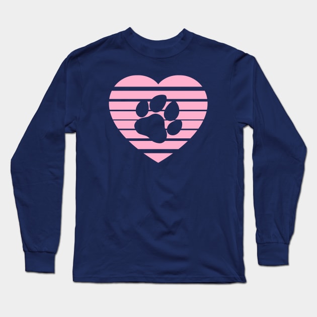 Dog Paw Heart Valentine - Light Pink Long Sleeve T-Shirt by skauff